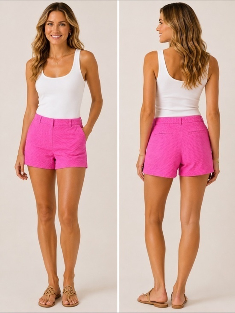 Lilly Pulitzer Callahan Shorts Size 0 Pink Textured Cotton Preppy Resort